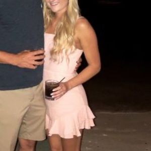 Pink ruffle mini dress